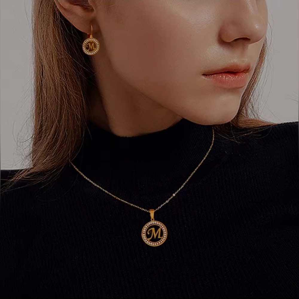 Gold And Diamond Monogram Necklace
